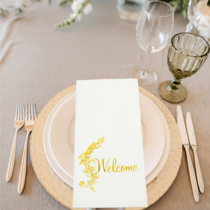 MORGIANA 100PCS Linen Feel White Napkins with Letter, Guest Hand Towels, Cloth-like Silver Napkin for Christmas Wedding Party Birthday