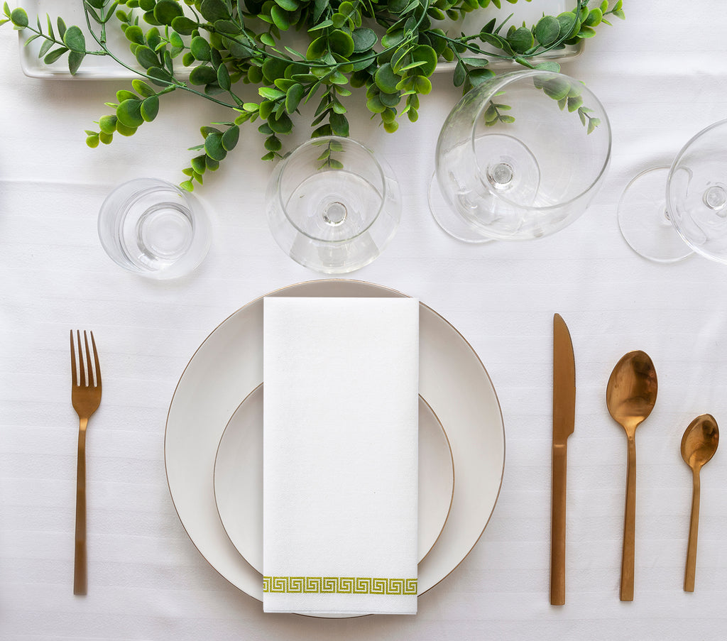 MORGIANA Airlaid White Napkins with Design White Paper Linen Feel Napkins Disposable Serviettes, 40 x 40cm, Pack of 50