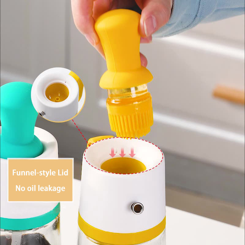 Transparent Glass Oil Pot, Soy Sauce Vinegar Seasoning Bottle, Silicone Oil Brush Head, BBQ Oil Brush 550Ml