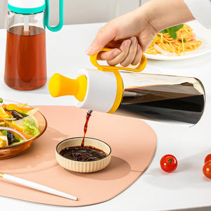 Transparent Glass Oil Pot, Soy Sauce Vinegar Seasoning Bottle, Silicone Oil Brush Head, BBQ Oil Brush 550Ml