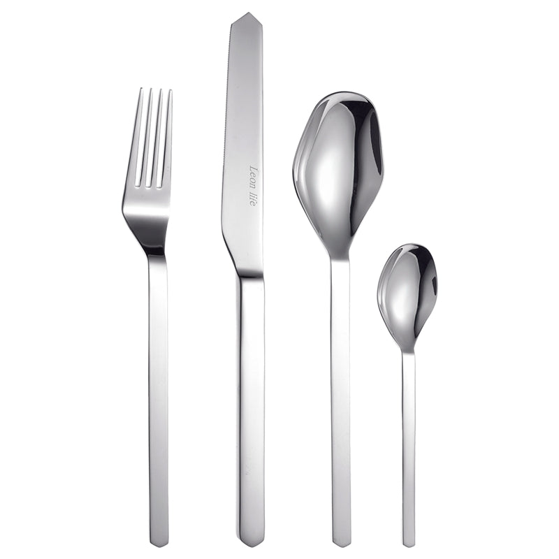 MORGIANA Silver Stainless Steel Flatware Sets, 16 Pieces Cutlery Serving Set, Silverware Set