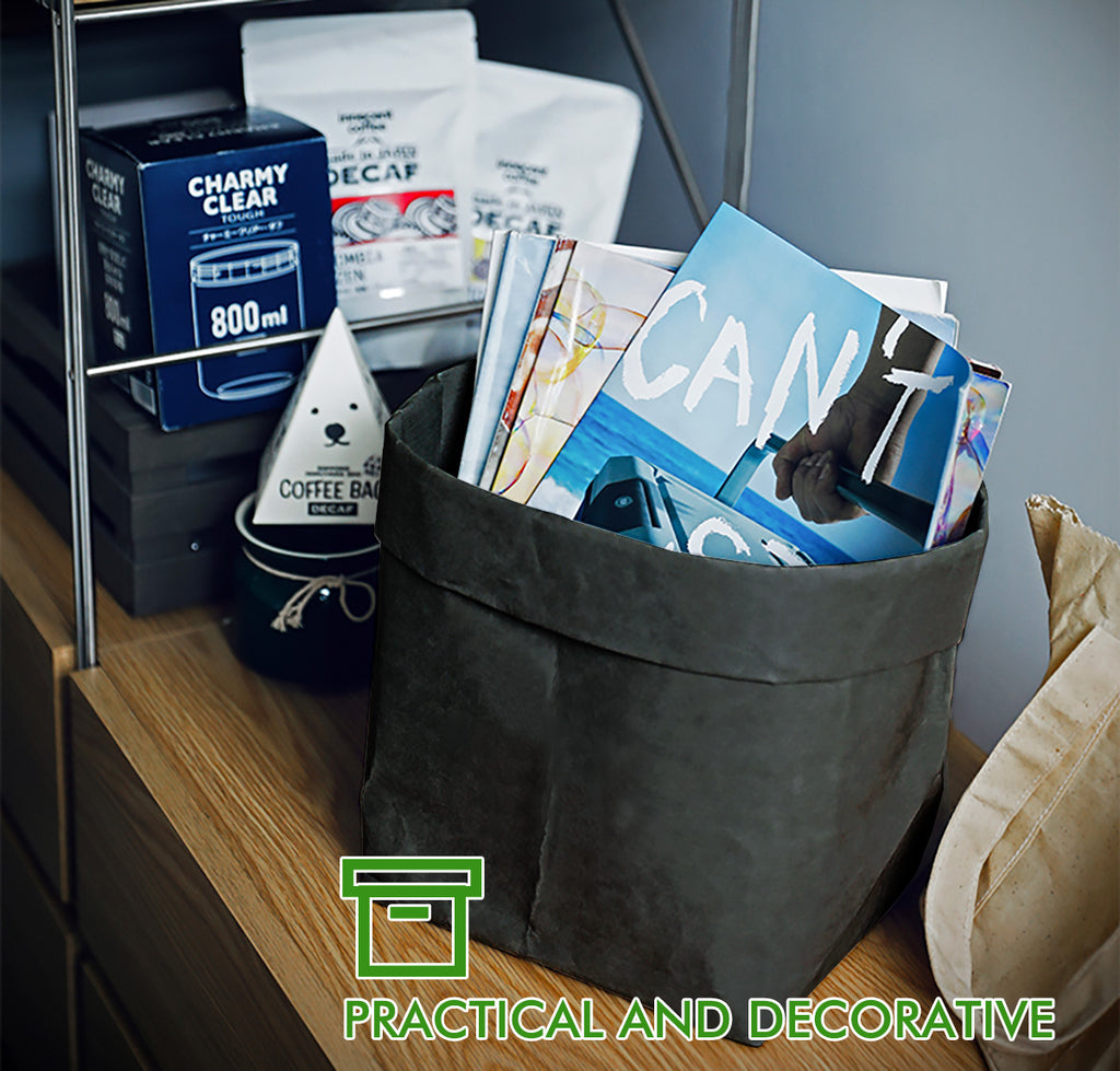 2PCS Washable Kraft Paper Bags Black Eco-friendly Reusable Paper Bags Storage Bag for Fruits Bread Vegetables Plants