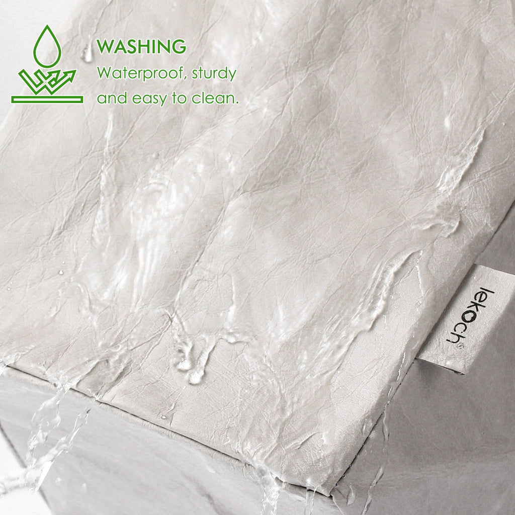 2PCS Washable Kraft Paper Bags Grey Eco-friendly Reusable Paper Bags Storage Bag for Fruits Bread Vegetables Plants