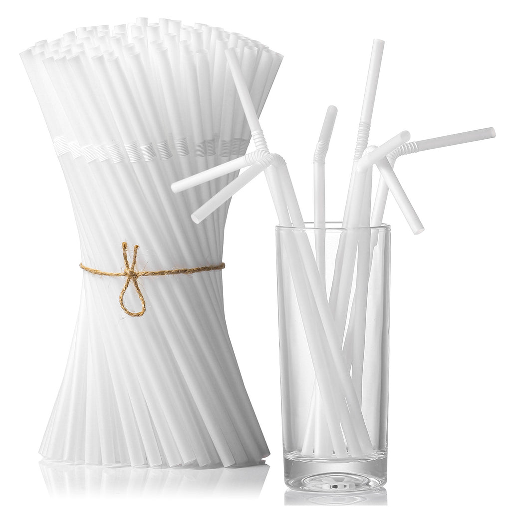 MORGIANA PLA Drinking Straws Disposable, Plant-based Flexible Straws, Eco friendly Straws for Cocktail Party 100 pack (Black)