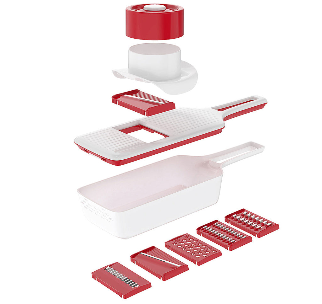 Vegetable Chopper, Food Slicer Dicer, 6 Interchangeable Blades Set with Food Container for Potato Tomato Onion Salad Fruit