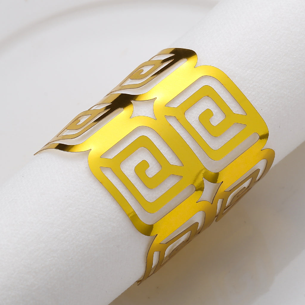MORGIANA 50 Pieces Classic Gold Paper Napkin Rings, Disposable Silver Napkin Rings for Weddings Party Serviette Table Decoration