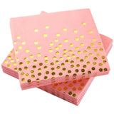 MORGIANA Airlaid Pink Napkins, Pink and Gold Linen Feel Napkins Wedding Napkin Serviettes, 40 x 40cm, Pack of 50