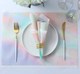 Disposable Table Mats, Linen Feel Airlaid  Paper Placemat Rainbow, Eco Friendly Dining  Placemat Party, Wedding, Restaurant, 43cm x 33cm, Pack of 50