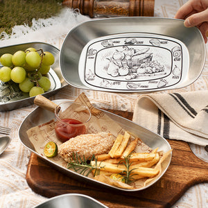 5 Pieces Vintage Tinplate Plates Chips Fried Chicken Fried Snack Plates Picnic Camping Plate Party Snack Plate