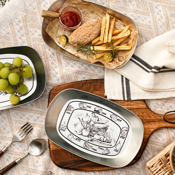 Pieces Vintage Tinplate Plates Chips Fried Chicken Fried Snack