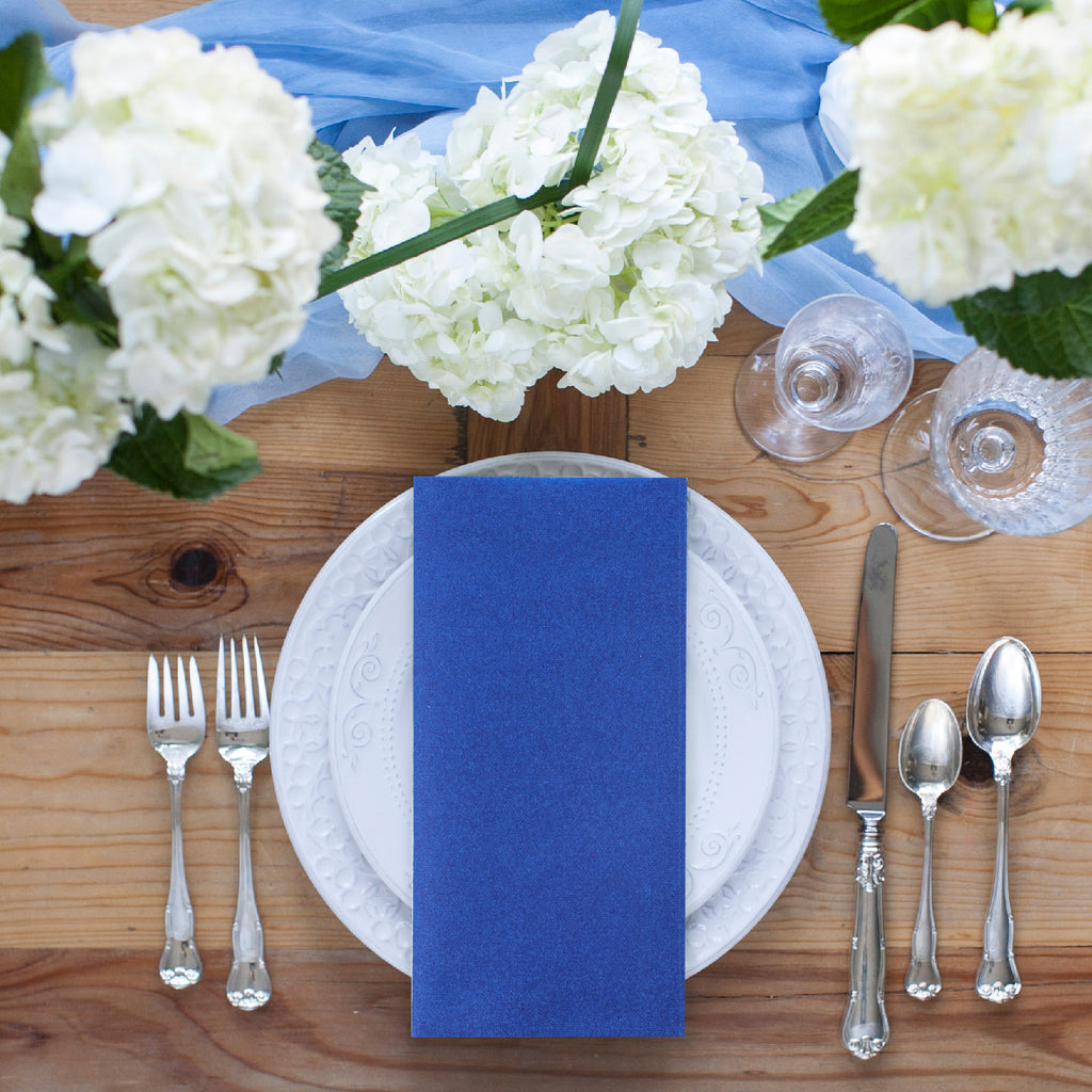 MORGIANA Dark Blue Napkins Paper, Linen Feel Napkins Disposable Blue Serviettes, 40 x 40cm, Pack of 50
