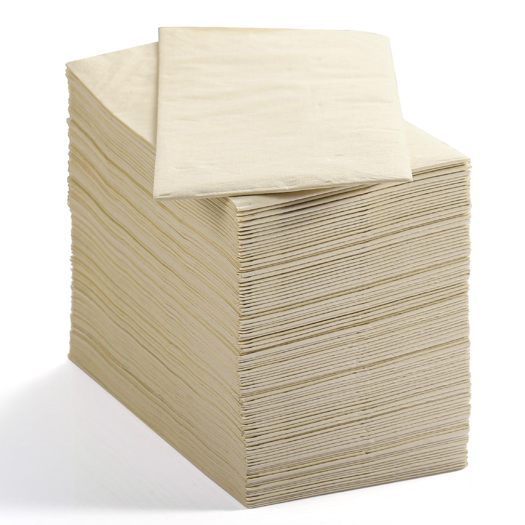 MORGIANA 200 Pack Tree Free Bamboo Napkin Paper Guest Towels, 2 Ply Soft Brown Napkins, Disposable Napkin, Eco friendly Bamboo Servities for Party, picnic, BBQ