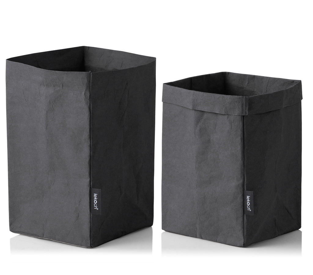 2PCS Washable Kraft Paper Bags Black Eco-friendly Reusable Paper Bags Storage Bag for Fruits Bread Vegetables Plants