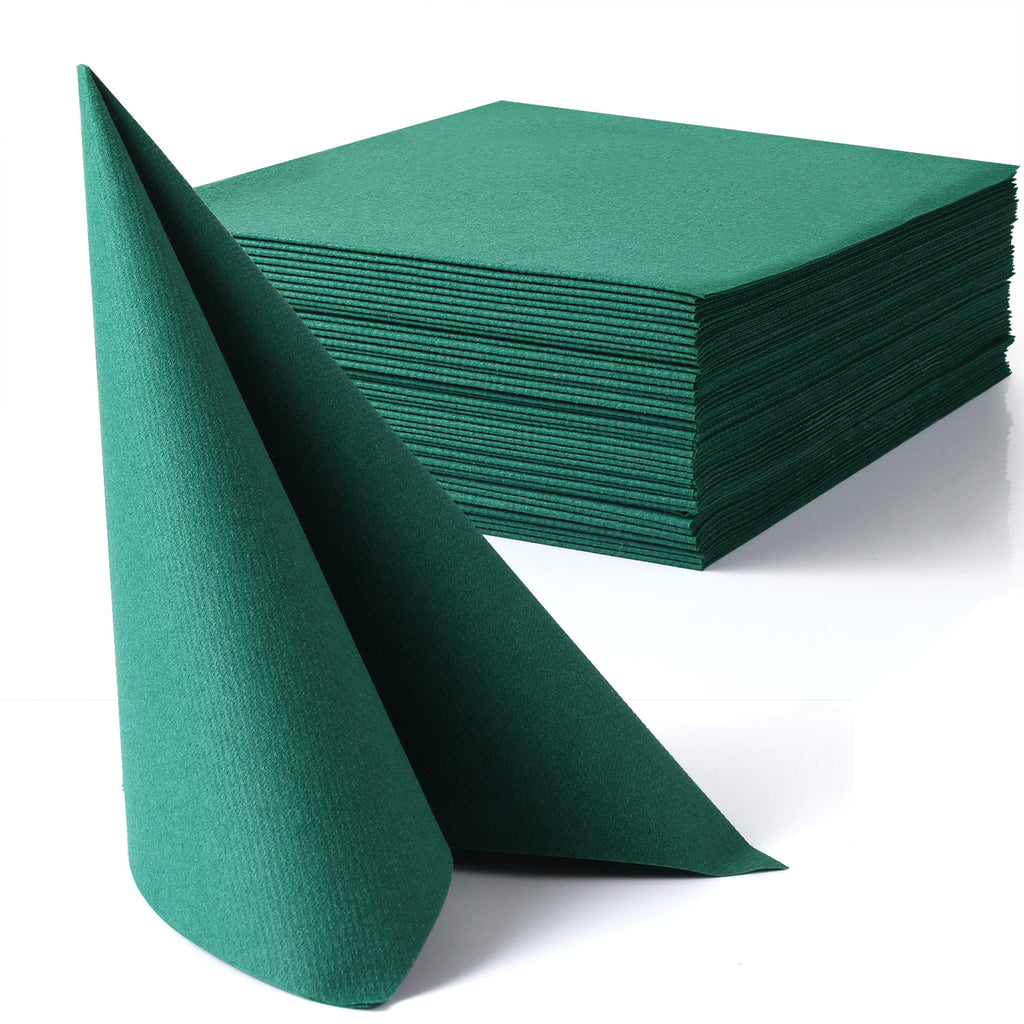 MORGIANA Airlaid Green Napkins Paper Christmas Linen Napkins Disposable Serviettes, 40 x 40cm, Pack of 50