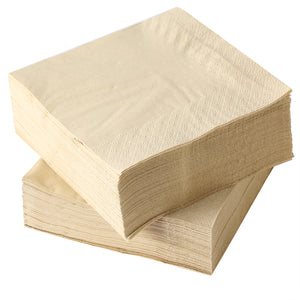 MORGIANA 200 Pieces Cocktail Napkins Brown Bamboo Napkins Linen Cocktail Napkin, 25x25cm