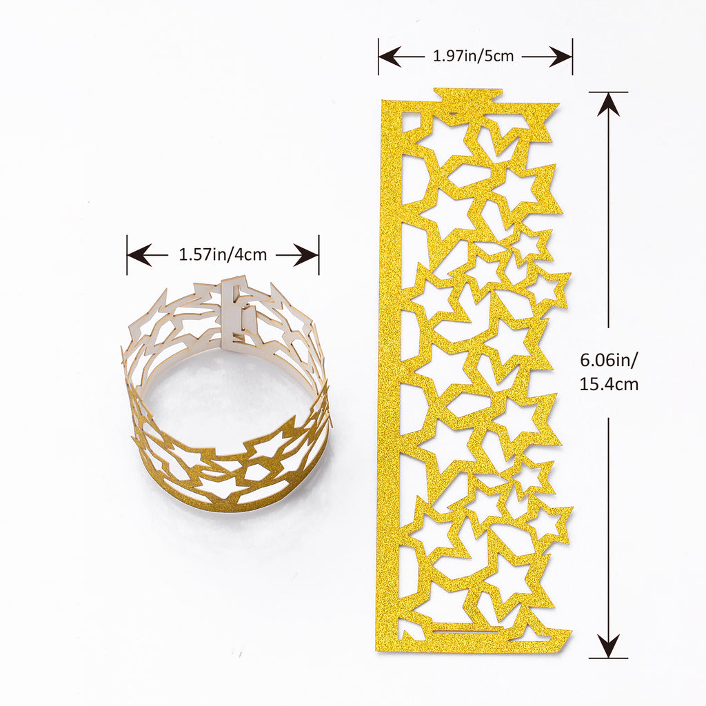 MORGIANA 50pcs Shiny Star Paper Napkin Rings Gold Disposable Napkin Rings for Wedding Party Christmas