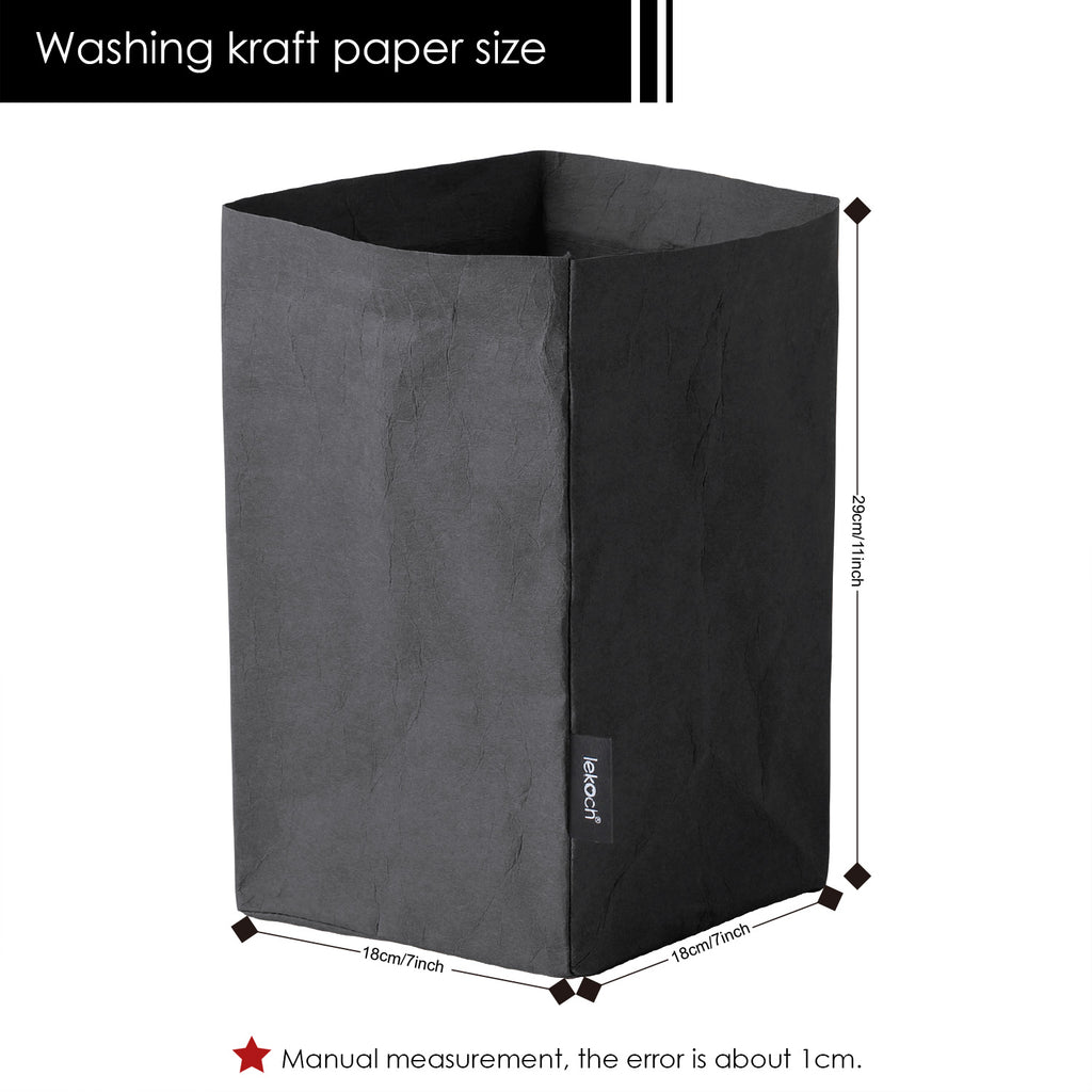 2PCS Washable Kraft Paper Bags Black Eco-friendly Reusable Paper Bags Storage Bag for Fruits Bread Vegetables Plants
