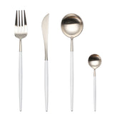 4 Pieces Matt Flatware set 18/11 Stainless Steel Cutlery set White and Silver