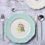 24 Pieces Green and Silver Matt Flatware set 18/11 Stainless Steel Cutlery set