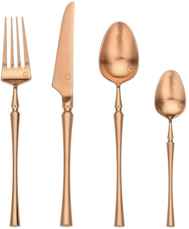 4 Pieces Matt Flatware set Colorful Stainless Steel Gold Cutlery set Tableware set