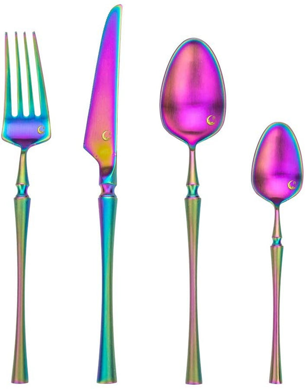 4 Pieces Matt Flatware set Colorful Stainless Steel Gold Cutlery set Tableware set