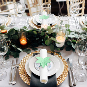 MORGIANA 50 Pieces Leaf Paper Napkin Rings, Disposable Fallen Leaves Napkin Rings for Weddings Party Serviette Table Decoration