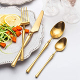 4 Pieces Matt Flatware set Colorful Stainless Steel Gold Cutlery set Tableware set