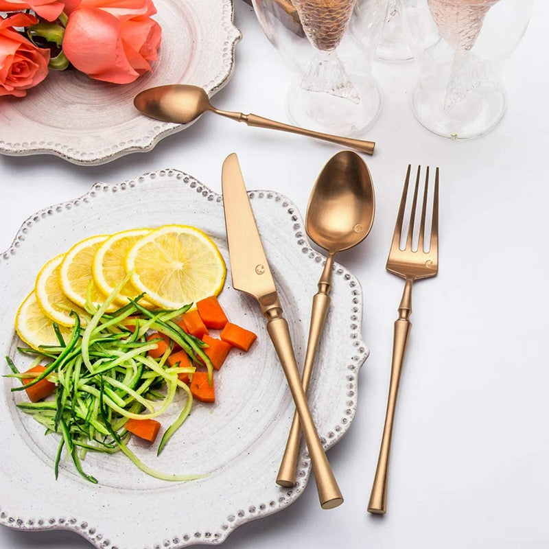 4 Pieces Matt Flatware set Colorful Stainless Steel Gold Cutlery set Tableware set