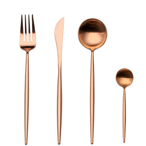4 Pieces Matt Flatware set 18/11 Stainless Steel Cutlery set Rose Gold