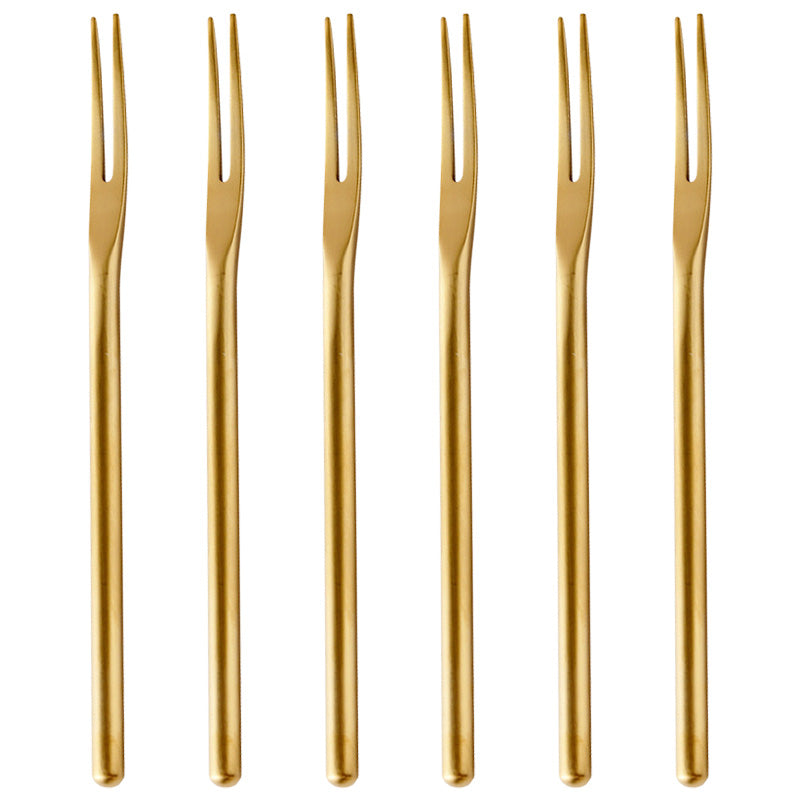 6 pieces 304 Matte Dessert Forks Stainless Steel Dessert Fork Gold Fruit Forks Japanese Style Afternoon Tea