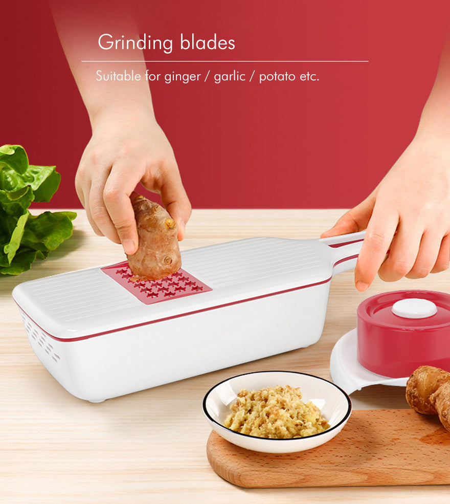 Vegetable Chopper, Food Slicer Dicer, 6 Interchangeable Blades Set with Food Container for Potato Tomato Onion Salad Fruit