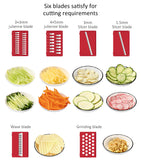 Vegetable Chopper, Food Slicer Dicer, 6 Interchangeable Blades Set with Food Container for Potato Tomato Onion Salad Fruit
