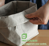2PCS Washable Kraft Paper Bags Grey Eco-friendly Reusable Paper Bags Storage Bag for Fruits Bread Vegetables Plants