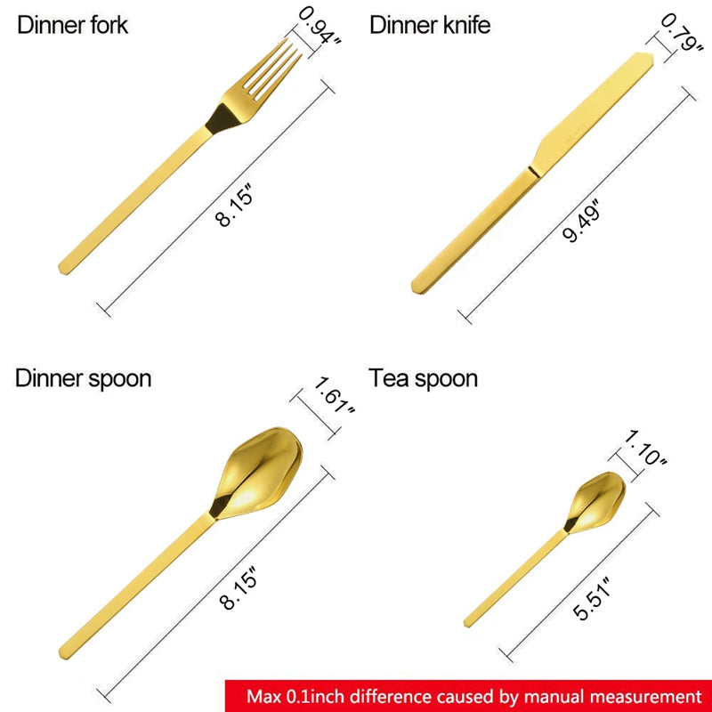 MORGIANA Gold Stainless Steel Flatware Sets, 16 Pieces Cutlery Serving Set, Silverware Set