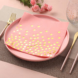 MORGIANA Airlaid Pink Napkins, Pink and Gold Linen Feel Napkins Wedding Napkin Serviettes, 40 x 40cm, Pack of 50