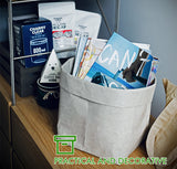 2PCS Washable Kraft Paper Bags Grey Eco-friendly Reusable Paper Bags Storage Bag for Fruits Bread Vegetables Plants