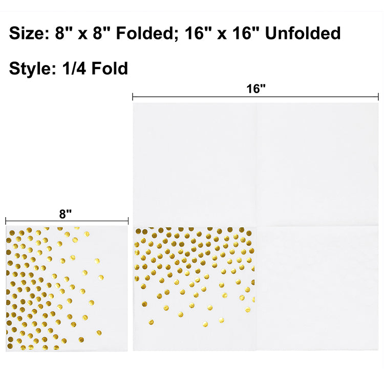 MORGIANA Airlaid Napkins Paper White and Gold, Linen Feel Napkins Disposable Serviettes, Valentine's day napkins40 x 40cm, Pack of 50