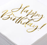 MORGIANA Happy Birthday Napkins Linen Feel Napkins Disposable Birthday Napkin Serviettes, 40 x 40cm, Pack of 50