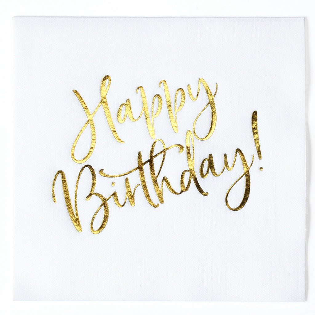 MORGIANA Happy Birthday Napkins Linen Feel Napkins Disposable Birthday Napkin Serviettes, 40 x 40cm, Pack of 50