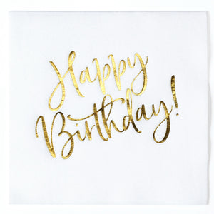 MORGIANA Happy Birthday Napkins Linen Feel Napkins Disposable Birthday Napkin Serviettes, 40 x 40cm, Pack of 50