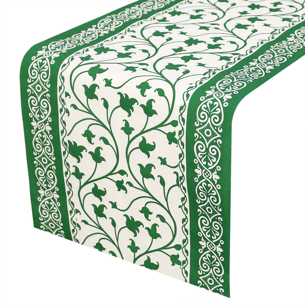 MORGIANA Disposable PaperBrown Green Table Runners Airliad Paper Green Table placemats for Party Wedding