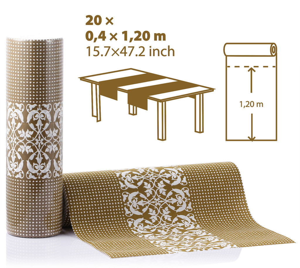 MORGIANA Disposable PaperBrown Green Table Runners Airliad Paper Green Table placemats for Party Wedding