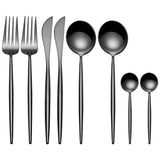 Shiny Pure Black 8 Pieces Flatware Sets 18/10 Stainless Steel Cutlery Set, Service for 2