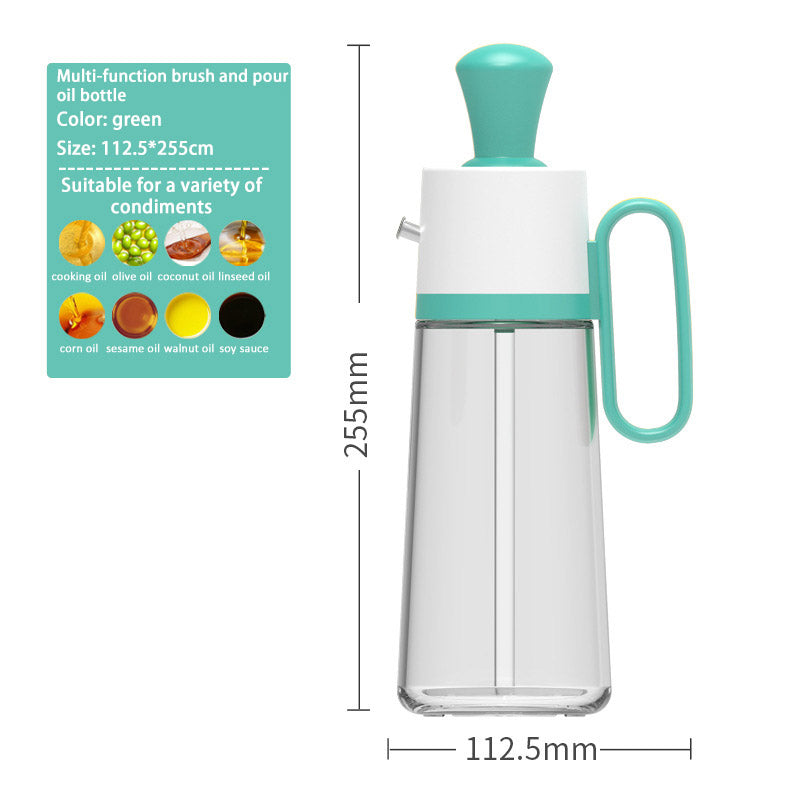 Transparent Glass Oil Pot, Soy Sauce Vinegar Seasoning Bottle, Silicone Oil Brush Head, BBQ Oil Brush 550Ml