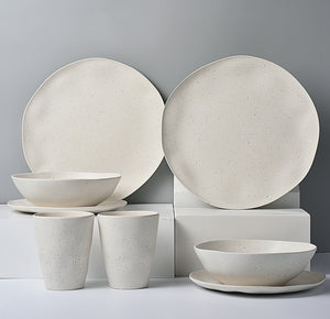 MORGIANA 8 Pieces Bamboo Plates Set Eco-Friendly & Biodegradable White Bamboo Plates for Camping Pincic Dinner set