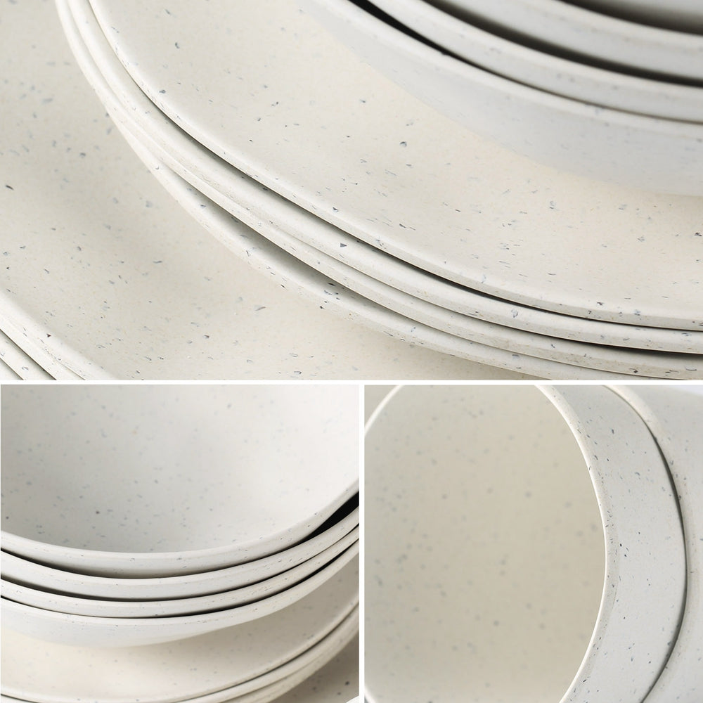 MORGIANA 8 Pieces Bamboo Plates Set Eco-Friendly & Biodegradable White Bamboo Plates for Camping Pincic Dinner set