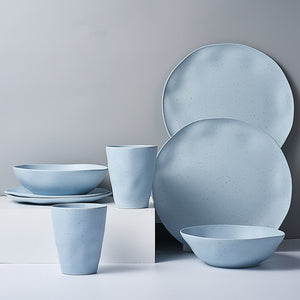 MORGIANA 8 Pieces Bamboo Dinnerware Set Eco-Friendly & Biodegradable Bamboo Plates and Bowls for Camping Pincic Dinner