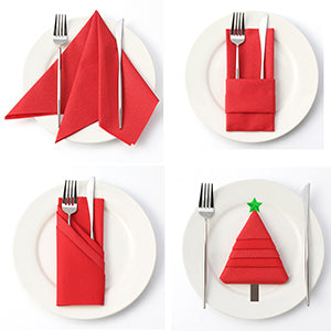 MORGIANA Airlaid Red Napkins Linen Feel Christmas Paper Napkins Disposable Red Serviettes, 40 x 40cm, Pack of 50