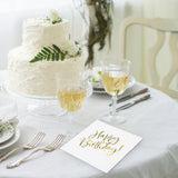 MORGIANA Happy Birthday Napkins Linen Feel Napkins Disposable Birthday Napkin Serviettes, 40 x 40cm, Pack of 50