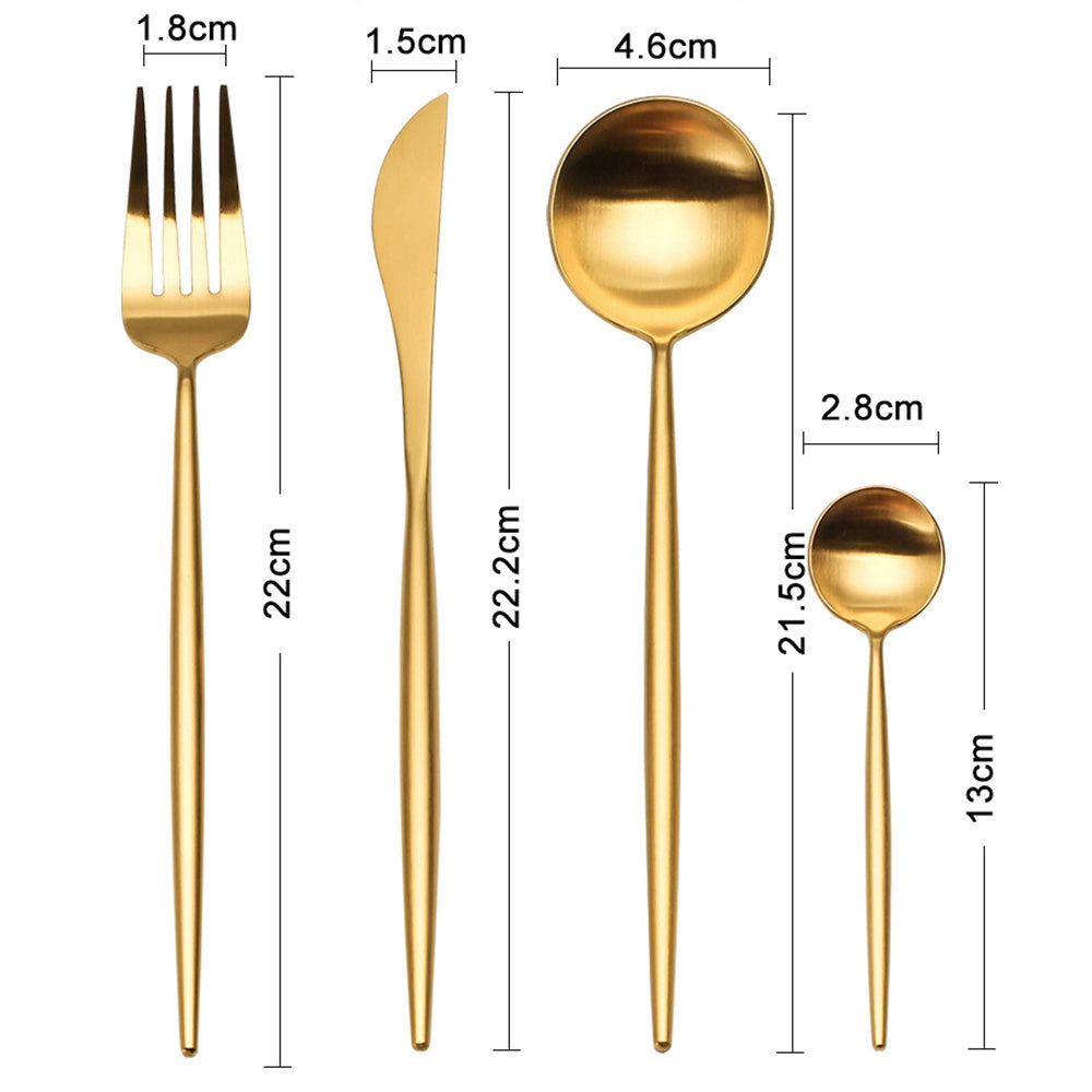 4 Pieces Matt Flatware set 18/11 Stainless Steel Cutlery set Gold